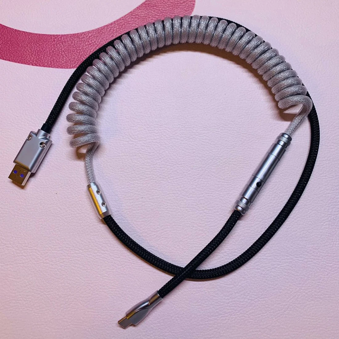 

1.2m Custom Handmade Type C USB Cable with XRL Connector for Mechanical Gaming Keyboard - (Grey Black) Upgrade Version