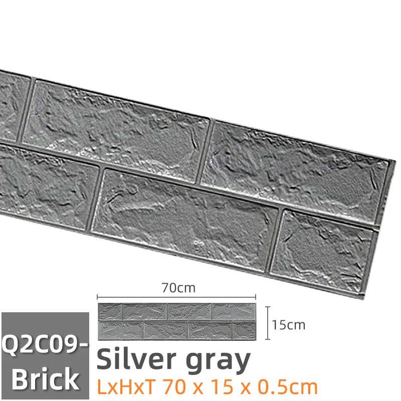 QC09-Brick-Gray7015 Kaguyahime Самоклеящиеся 3D наклейки на стену водонепроницаемые DIY Пена кирпичная настенная бумага ТВ фон Декор мраморная настенная бумага красочный кирпич - Цвет: QC09-Brick-Gray7015