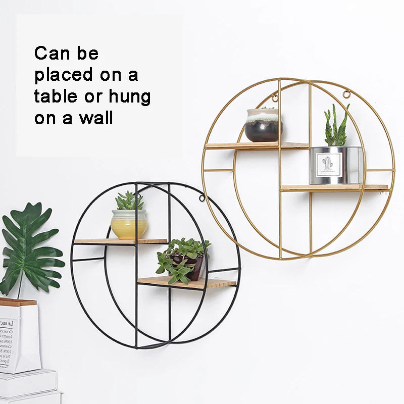 

Nordic Wall-Hung Shelf Iron Round Wall Rack Home Decoration Living Room Bedroom Background Wall Storage Rack Shelf Simple Design