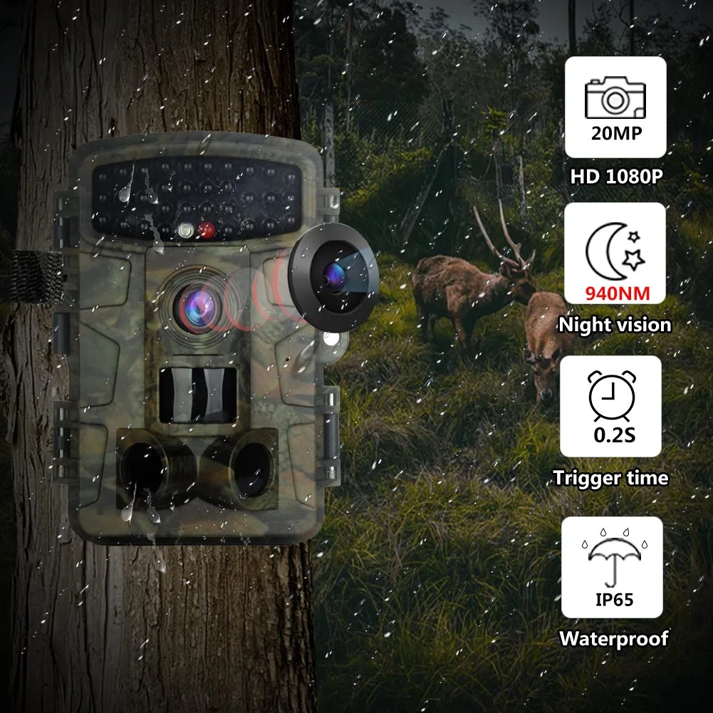 

Hunting Trail Camera 940nm Timelapse Night Version Wild Cameras 20MP Waterproof 0.2s Photo Trap Trigger Hunting Wildlife Camera