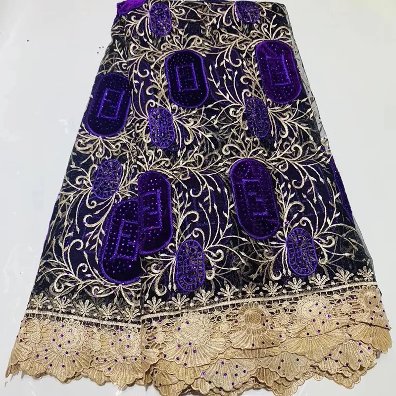 

stones velvet lace fabric beautiful net velvet lace fabric 5yards african lace fabric new fashion design NLYJUL302