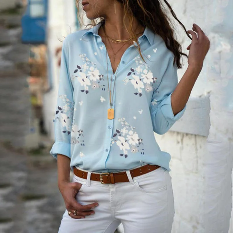 

Women Shirt and Blouse Printed Casual Party Blouse Button Turn-down Collar Camisas Mujer Women Clothing Blusas Tops for Women