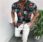 Мужская пляжная рубашка, Повседневная, с принтом на одной пуговице, с короткими рукавами, 2021