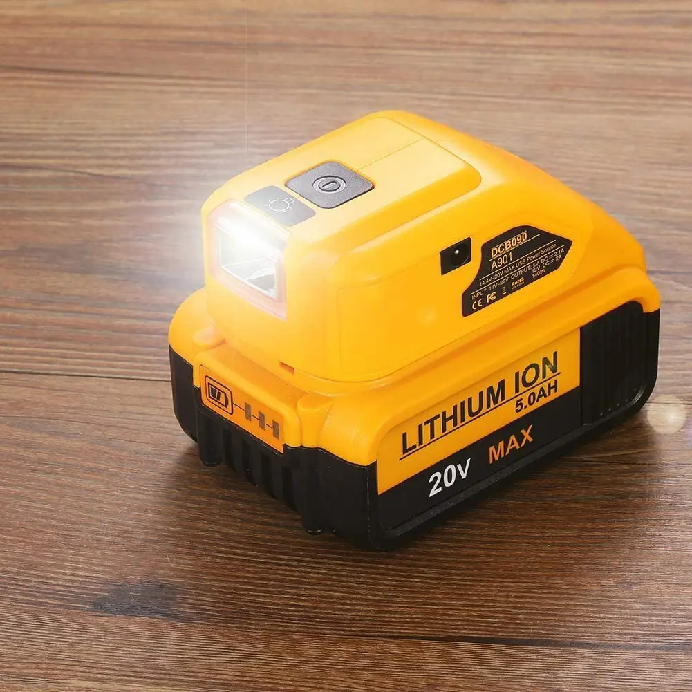 

DCB090 Battery Power Source Compatible with DeWalt 20V MAX Lithium-Ion Batteries, Adapter Converter with LED Light, Dual USB Po