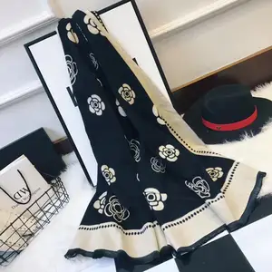 Модный зимний шарф, теплые кашемировые шарфы, цветочный узор, высокое качество, длинные кисточки, женская утепленная шаль из пашмины