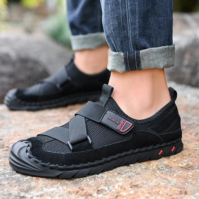 Мужские сандалии Новинка лета 2020 кожаные с мягкой подошвой ручной работы