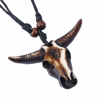 1pc ethnic resin gothic skull bull head pendant adjustable long chokers mens necklace animal owl charm jewelry for best friend