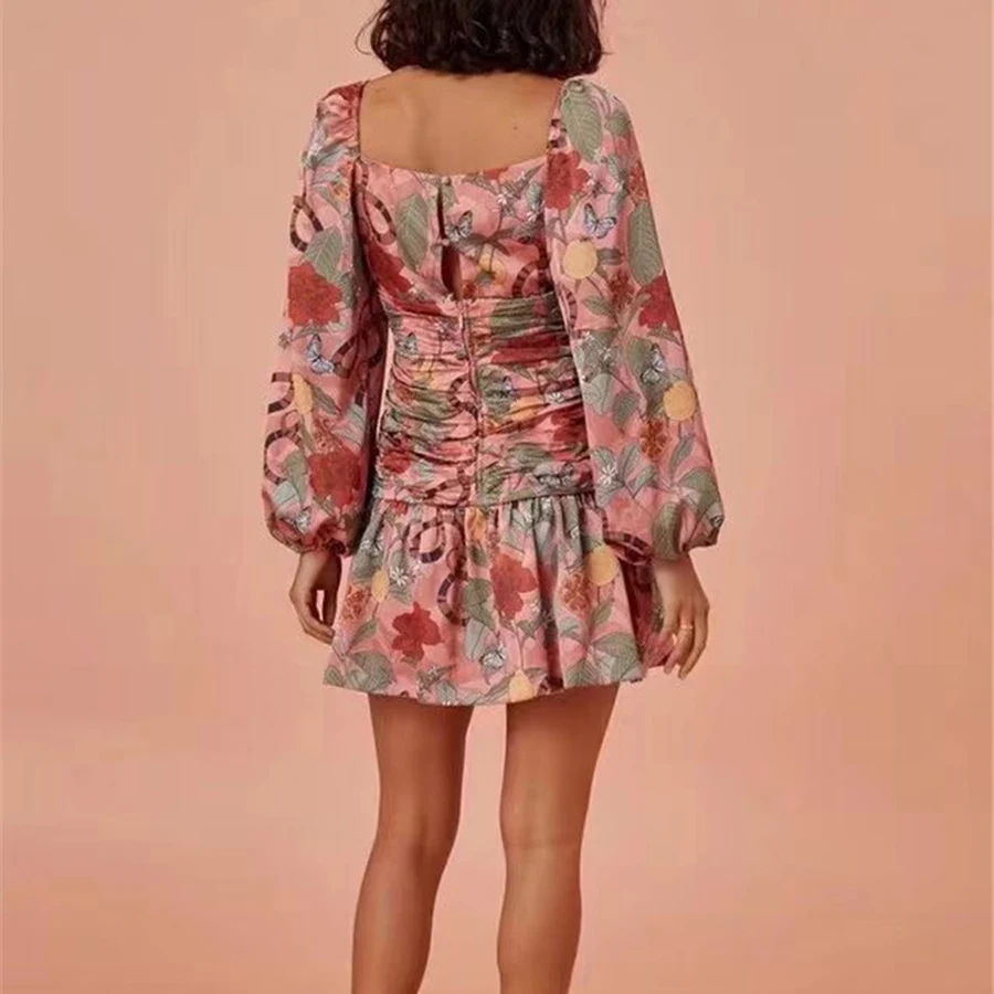 2020 летнее платье с цветочным принтом новое модное женское квадратным воротником
