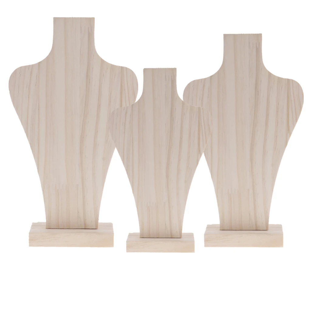 Jewelry Necklace Chain Pendant Display Bust Stand Unpainted Natural Wooden | Украшения и аксессуары