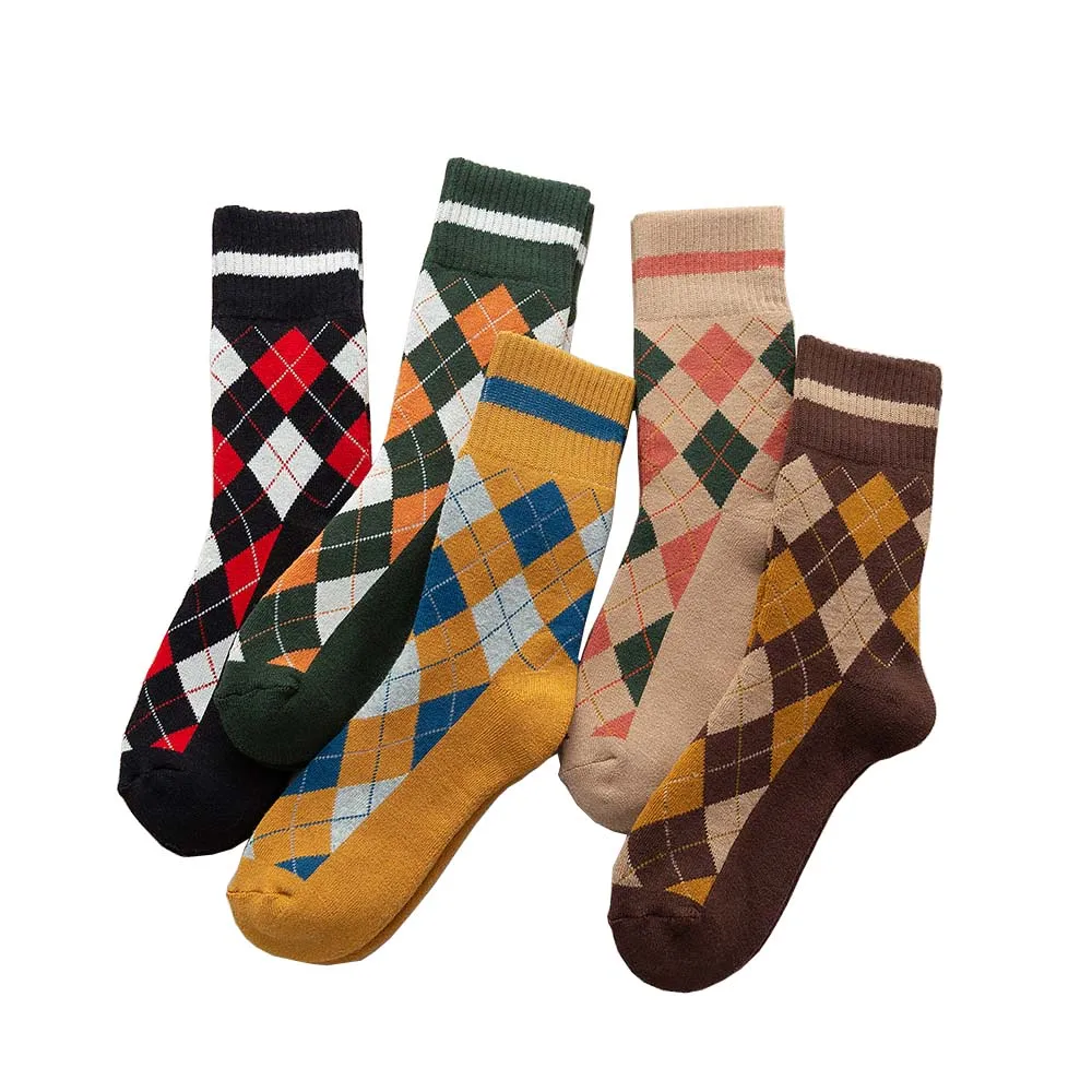 Новые зимние мужские свитера с длинным рукавом из хлопка ромбовидным узором модные Harajuku на широком каблуке