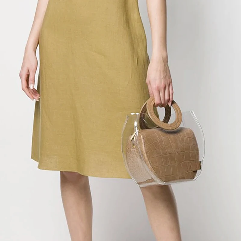 Прозрачный кошелек желе из ПВХ женская летняя сумочка с кольцевой ручкой и