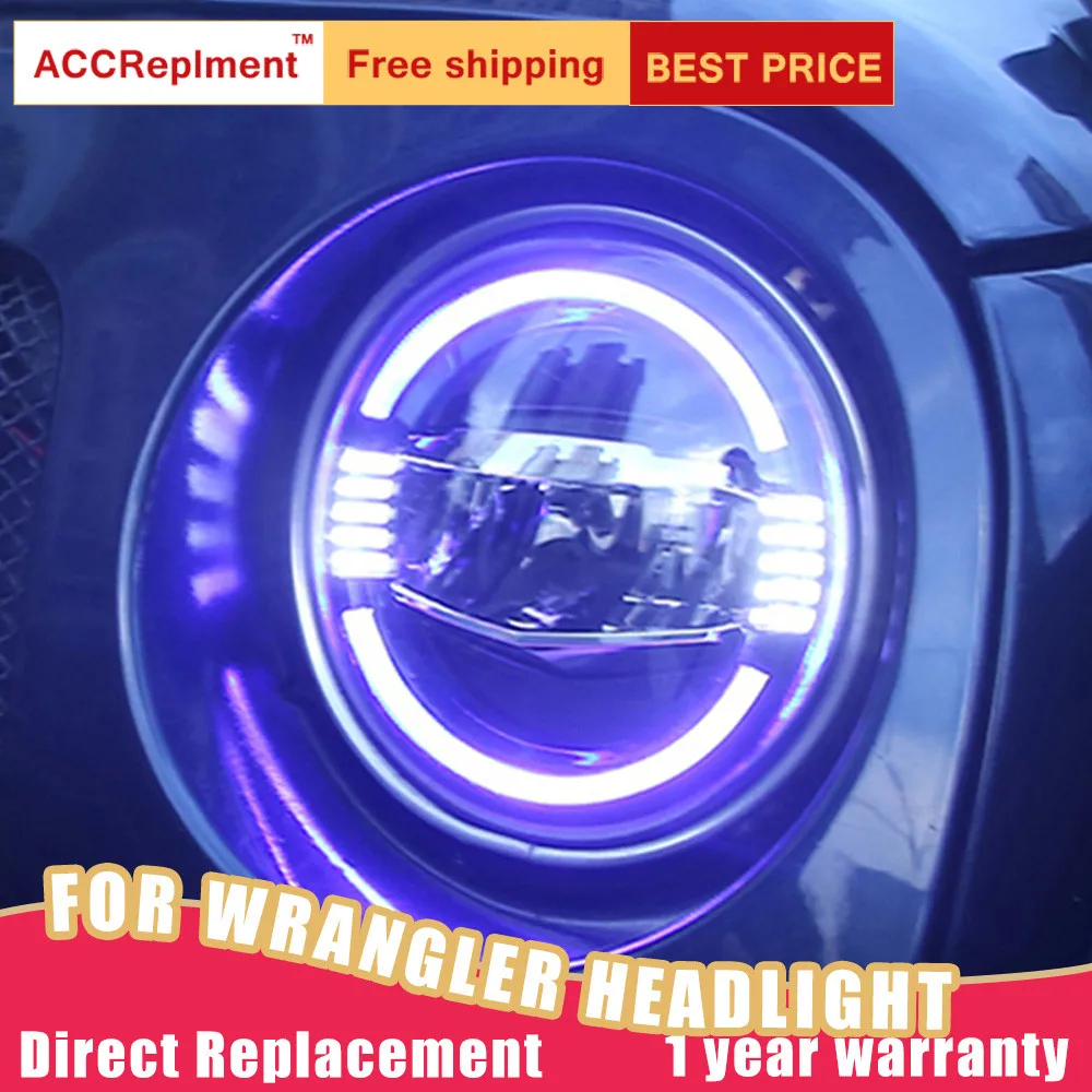 2Pcs LED Headlights For Jeep Wrangler 2007-2017 led car lights Angel eyes xenon HID KIT Fog Daytime Running Lights | Автомобили и