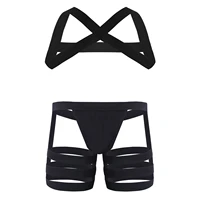 mens lingerie x shape back elastic shoulder chest muscle harness belt with bulge pouch garters briefs underwear underpants