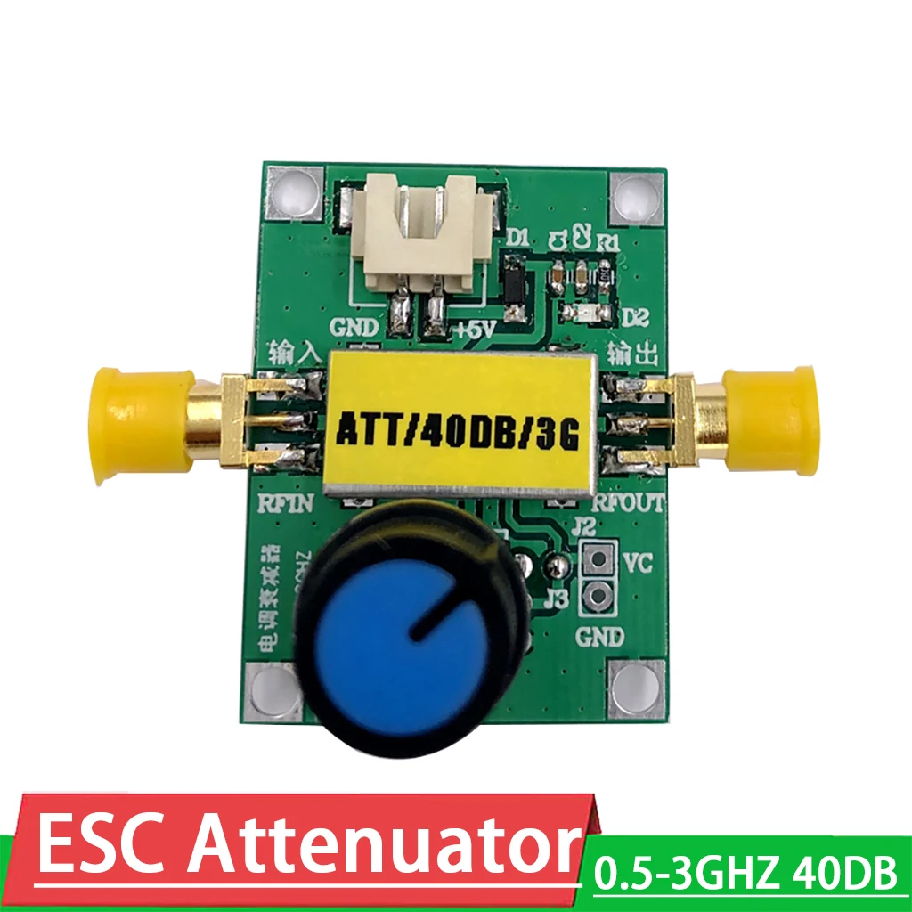 

AT-108 RF ESC attenuator 0.5Mhz-3GHZ 40DB dynamic range 0-5V control for Ham Radio Amplifier signal amp ALC
