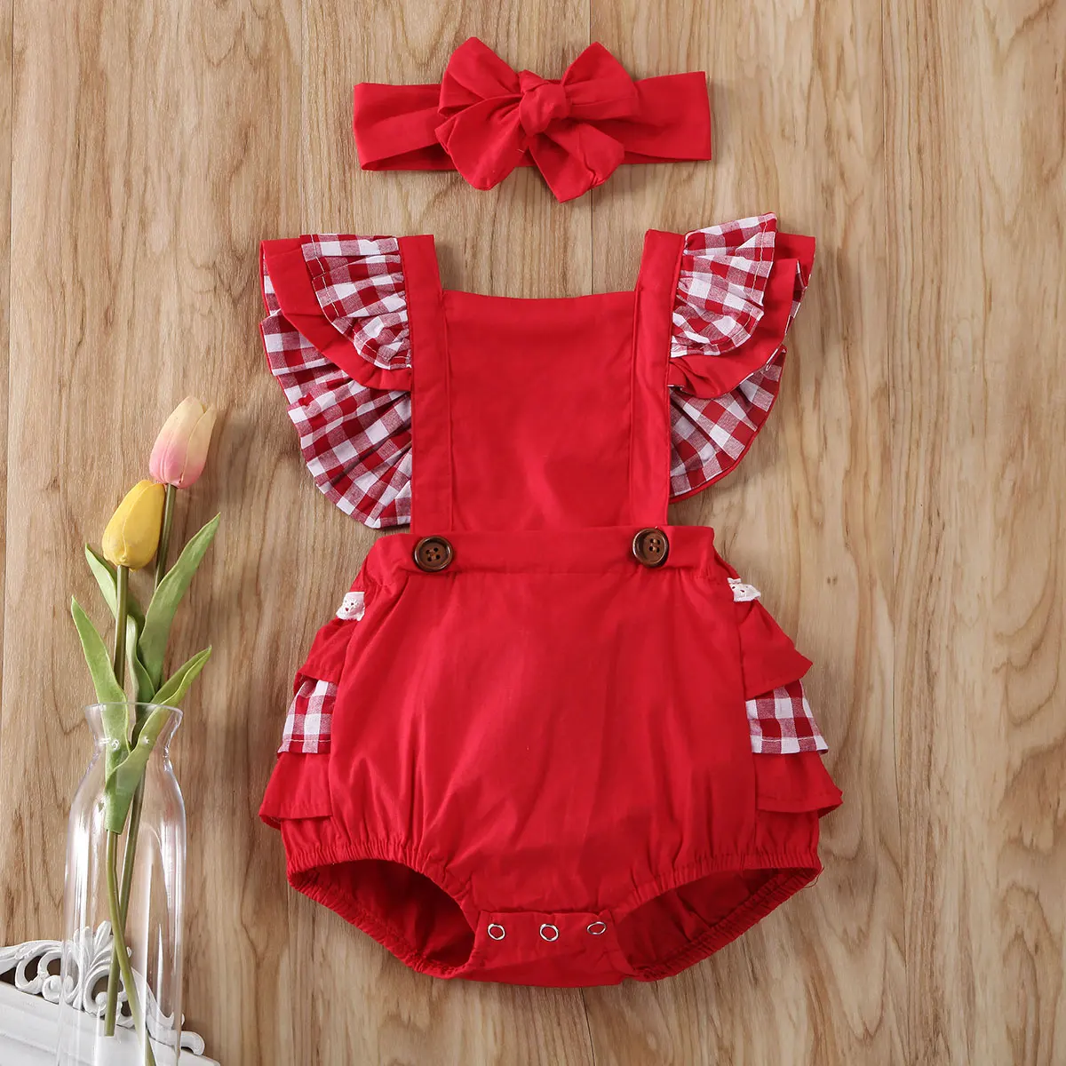 Одежда для новорожденных маленьких девочек комбинезон повязка на голову 2 шт. с