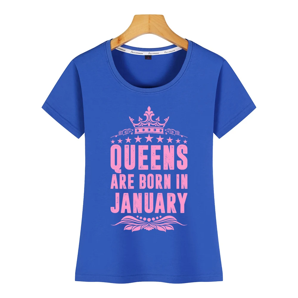 Топы футболка женская queens are born in January Summer Harajuku короткая футболка|Футболки| |
