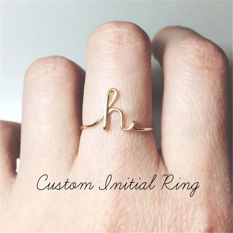 

A-z Alphabet Letter Adjustable Opening Rings Silver Color Initials Name Alphabet Rings For Women Party Jewelry 2021