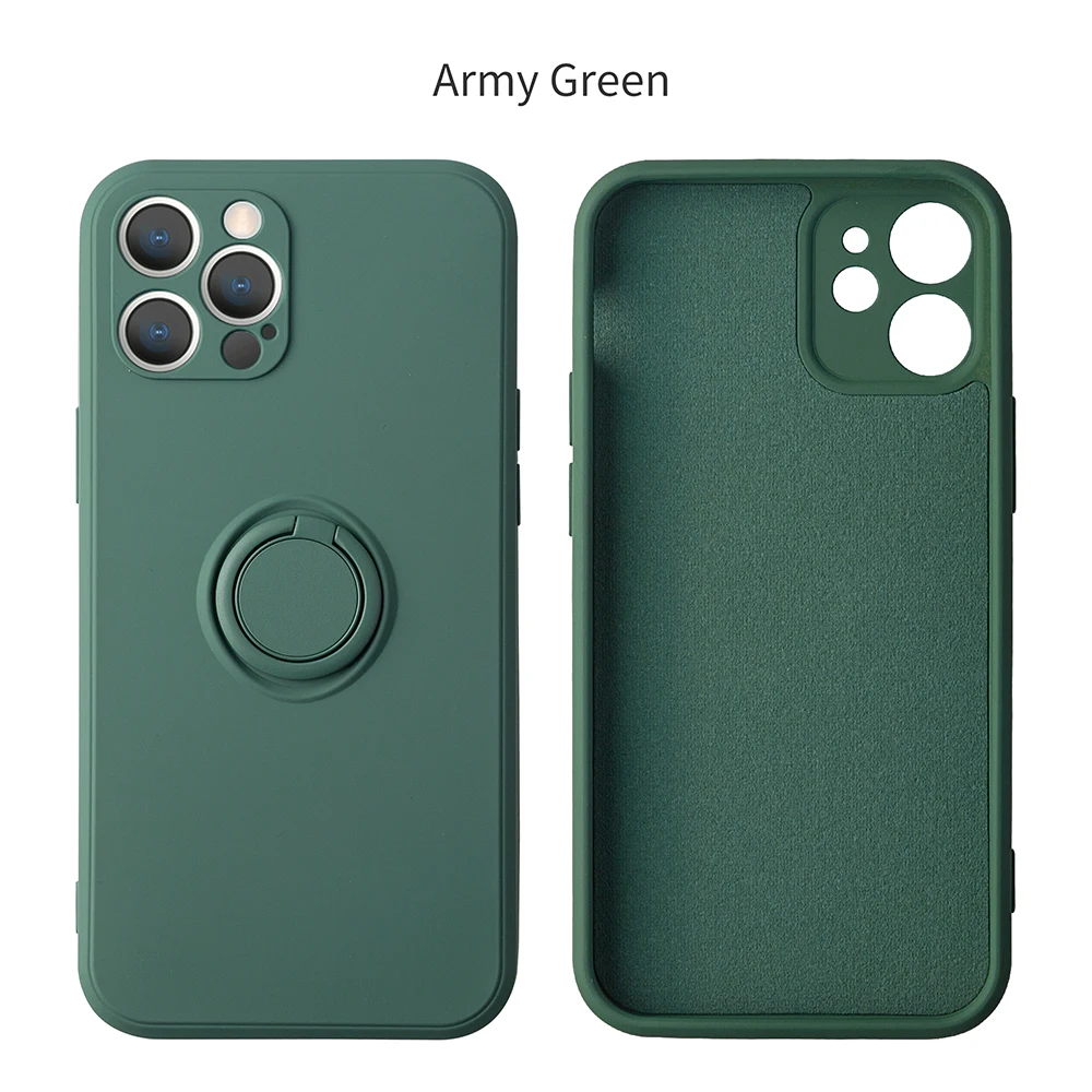 

Soft Silicone Phone Case For iPhone 13 12 11 Pro Max Mini XS XR X R 7 8 6 S Plus iPhone12 iPhone13 With Ring Holder Stand Covers