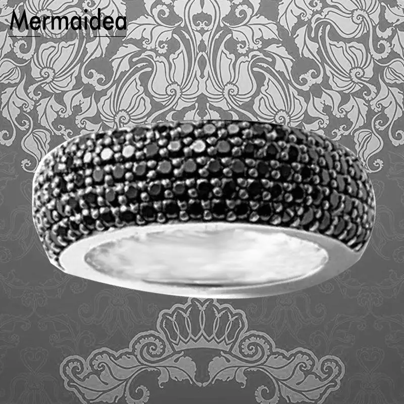 Черные обручальные кольца с серебряным покрытием из циркония модные ювелирные