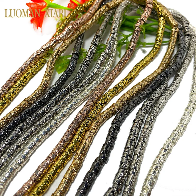 

Natural Stone 2*4mm 190Pcs Lava Rock Plated Golden Silvery Black Button Shape Spacer Beads For Jewelry Making DIY Bracelet