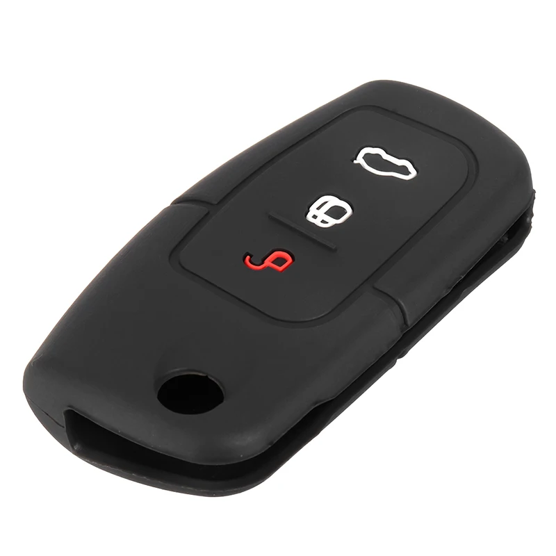 1pc Silicone Key Case Cover Black 3 Button For Ford Fiesta Focus Mondeo Falcon C-Max Eco Sport Galaxy Territory | Автомобили и