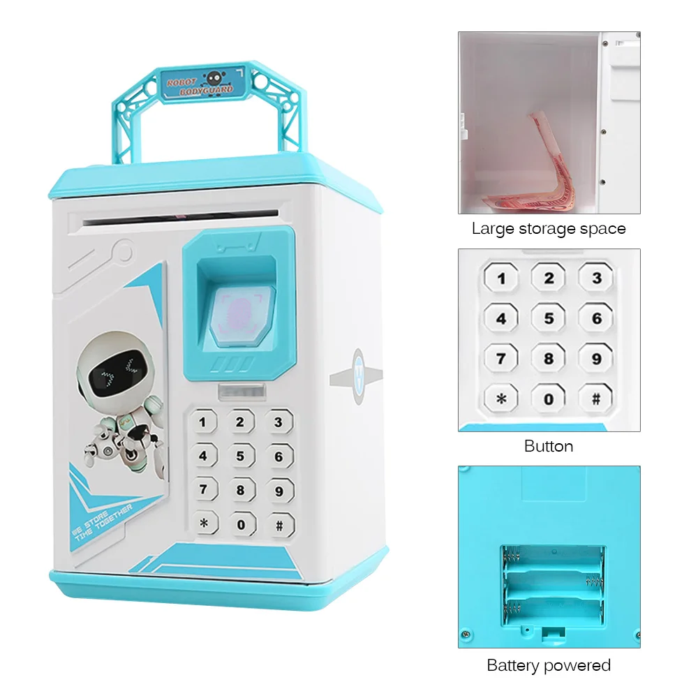 Electronic Piggy Bank ATM Password Money Box Fingerprint Coin Saving Safe Deposit Banknote | Безопасность и защита