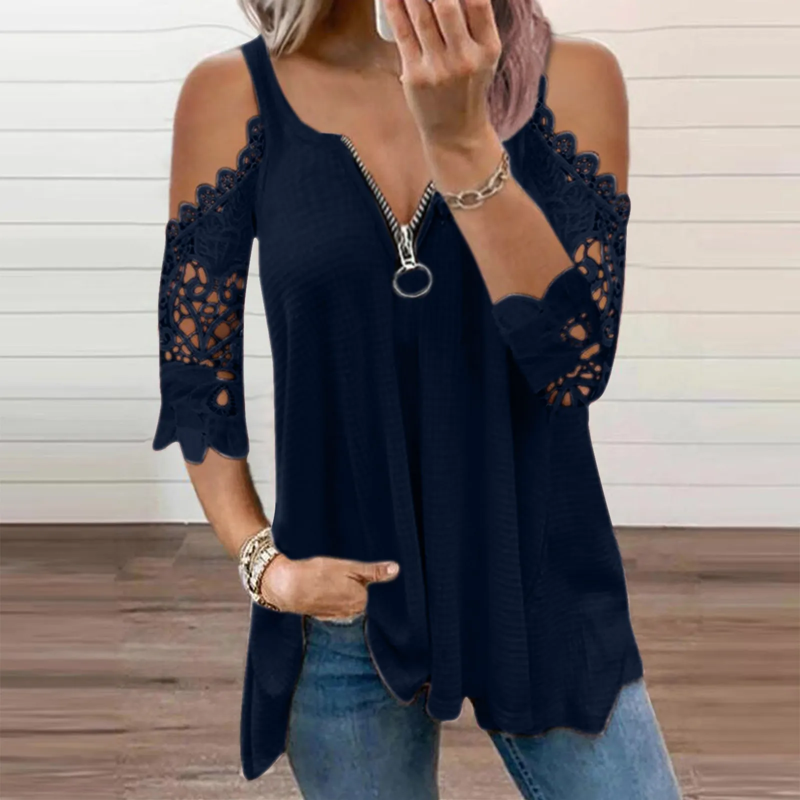 

Summer Retro Print V Neck Tshirt Loose Zipper Short Sleeve T-shirt Female Casual Plus Size Shirt Fashion Women's Tops Hot