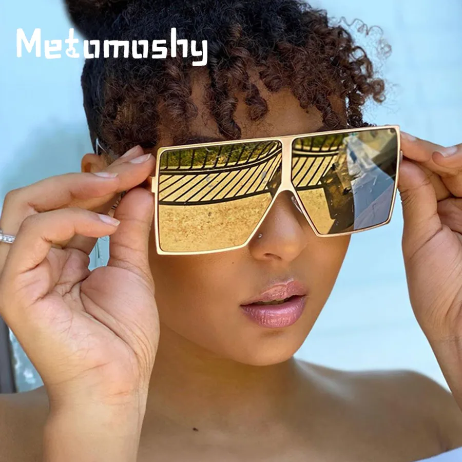 

Square Oversized Sunglasses Women 2020 Brand Fashion Sun Glasses Multi Colors Men Mirror Big Frame Vintage Glasses UV400 Oculos
