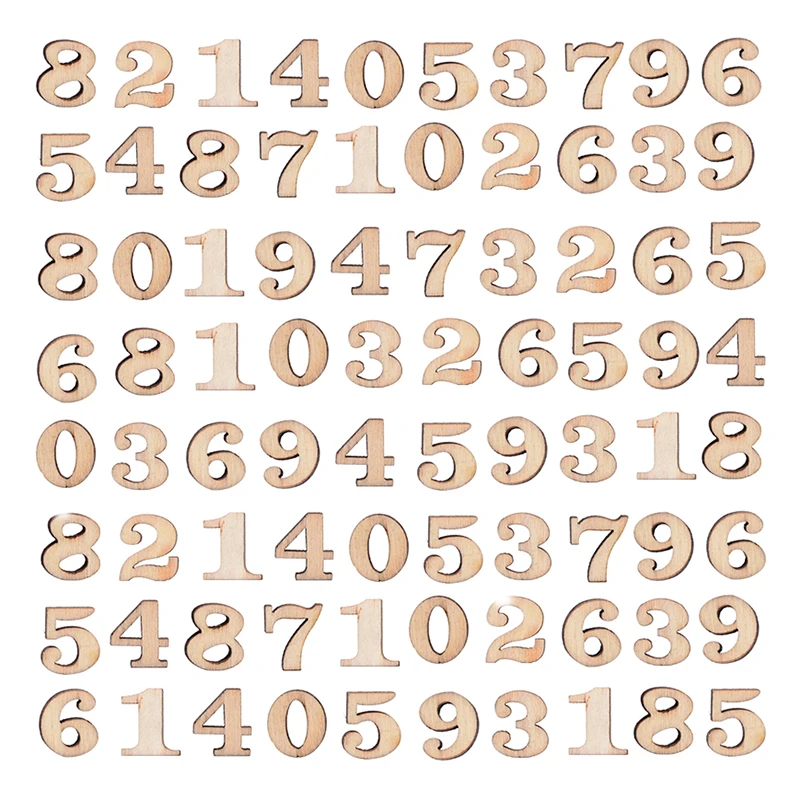 Смешанные деревянные украшения из МДФ с цифрами 50 шт. вырезы плоские задники