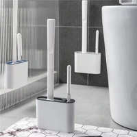 TPR Silicone Brush Head Toilet Brush Set Cleaning Dead Corner Long Handle Bathroom Brushes with Holder Durable Accessories