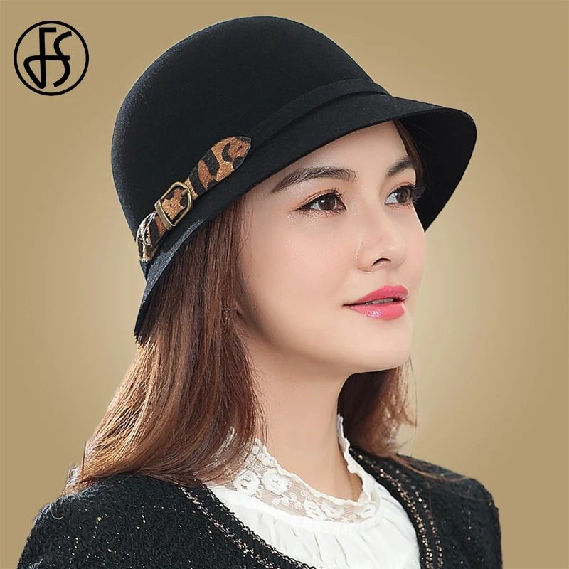 Женская винтажная шерстяная шляпка-Колокол FS Повседневная Шляпка из фетра с