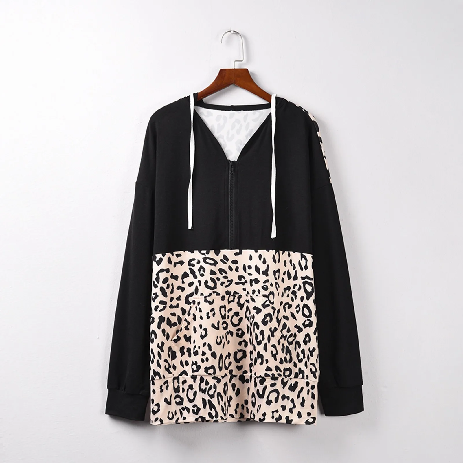 

Leopard Striped Patchwork Sweatshirt Autumn 2021 Women Hoodies Long Sleeve O Neck Pullover Casual Female Streetwear Top