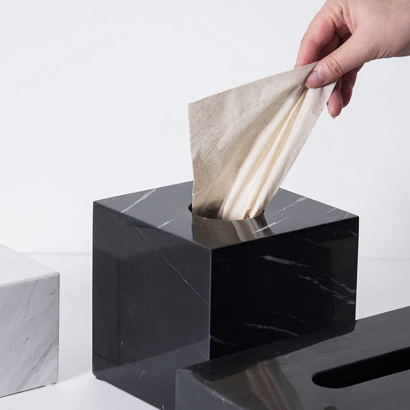 Free shipping Natural Stone Marble Tissue Box Holder with Removable Transparent Bottom | Дом и сад
