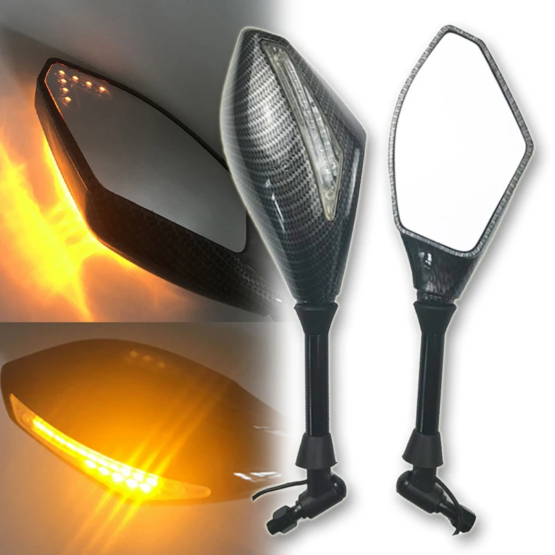 

1 пара светодиодных индикаторов поворота мотоцикла боковые зеркала для Honda Suzuki Kawasaki Ducati Yamaha интегрированное зеркало заднего вида