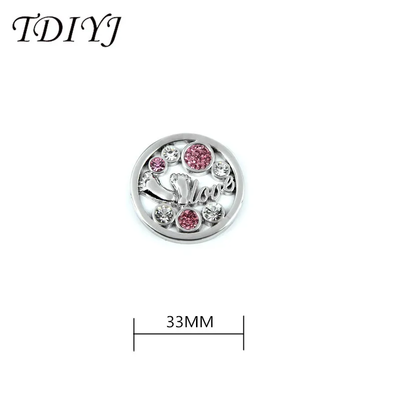 TDIYJ новый дизайн 33 мм сплав кристалл детские ноги Монетный диск для 35 брелоки