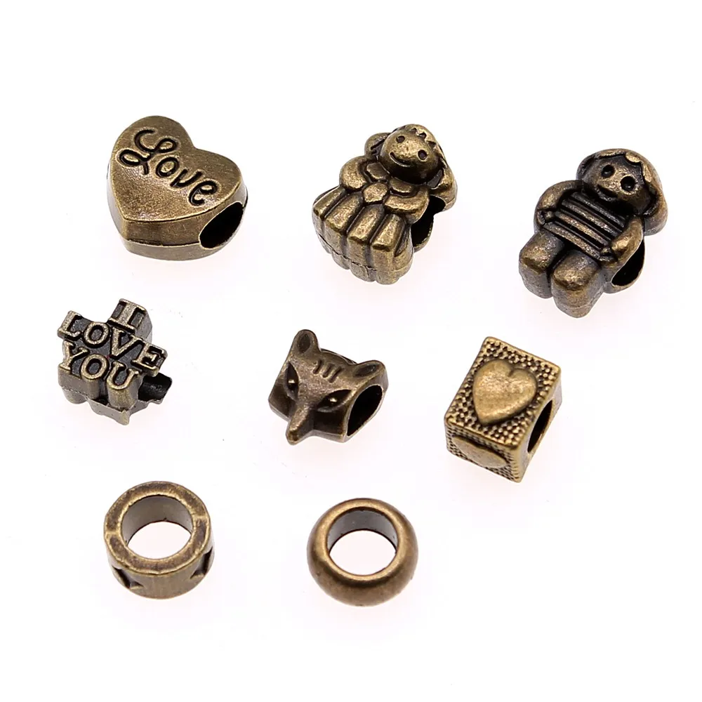 10pcs Star Heart Love European Big Hole Beads Antique Bronze Plated Boy &amp Girl Charms |