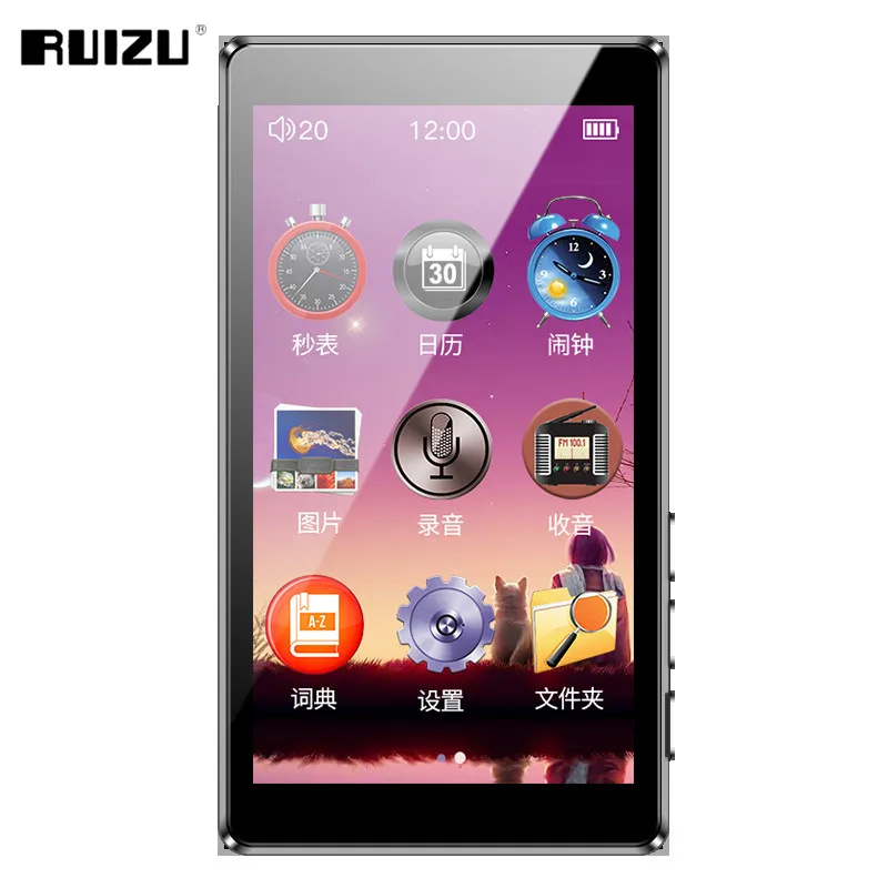 Mp3 плеер RUIZU D20 портативный MP3 музыкальный mp slim 3 дюйма сенсорные клавиши FM радио