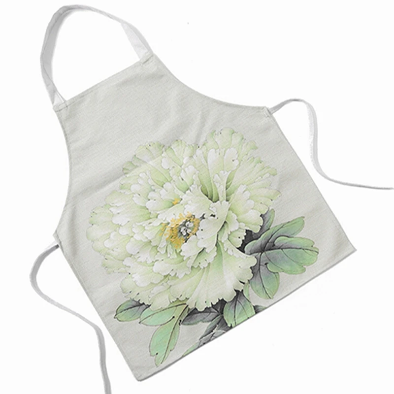 Кухонный комбинезон с цветочным принтом из хлопка и льна противообрастающий