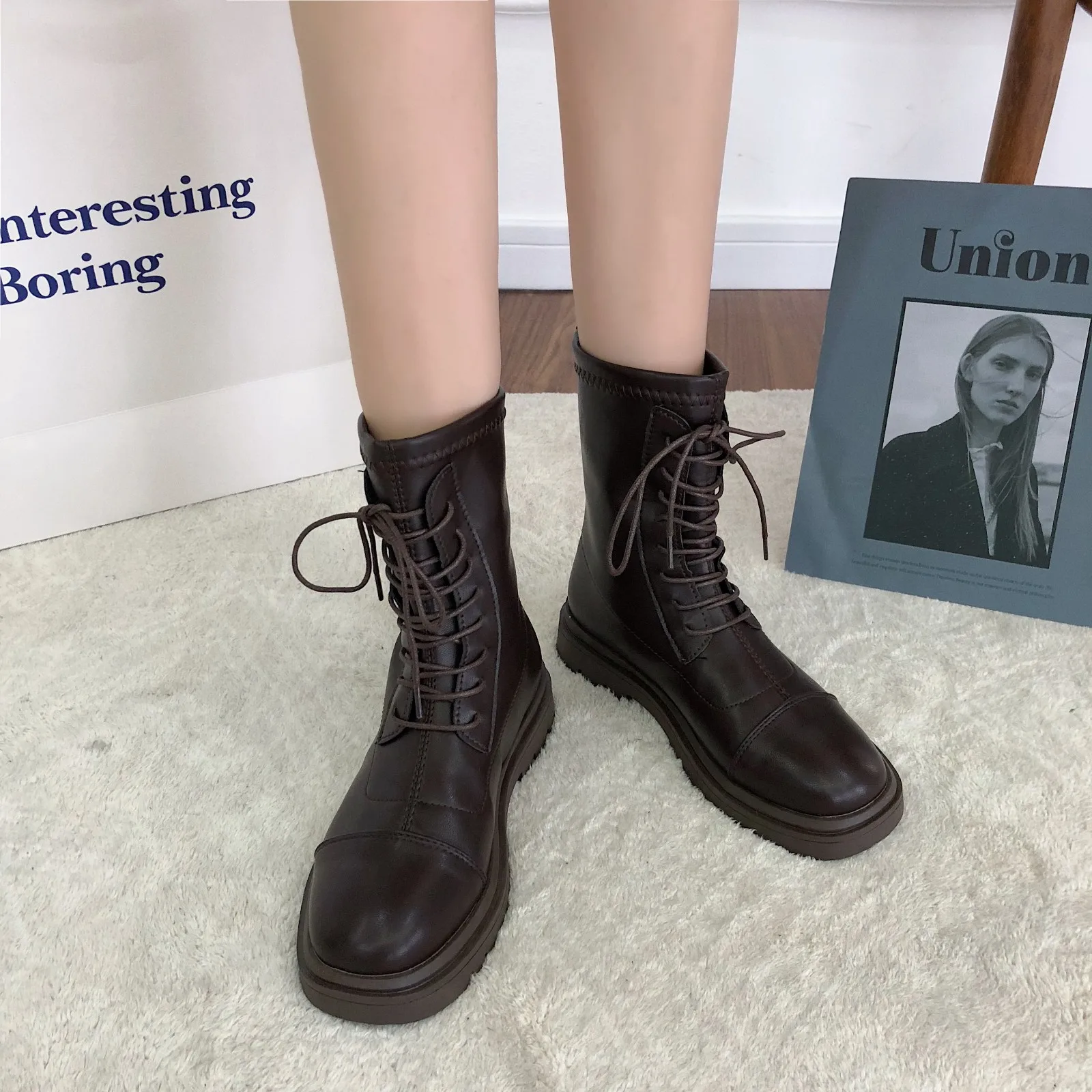 

Ботильоны женские из искусственной кожи на мягкой подошве, с плюшевой подкладкой