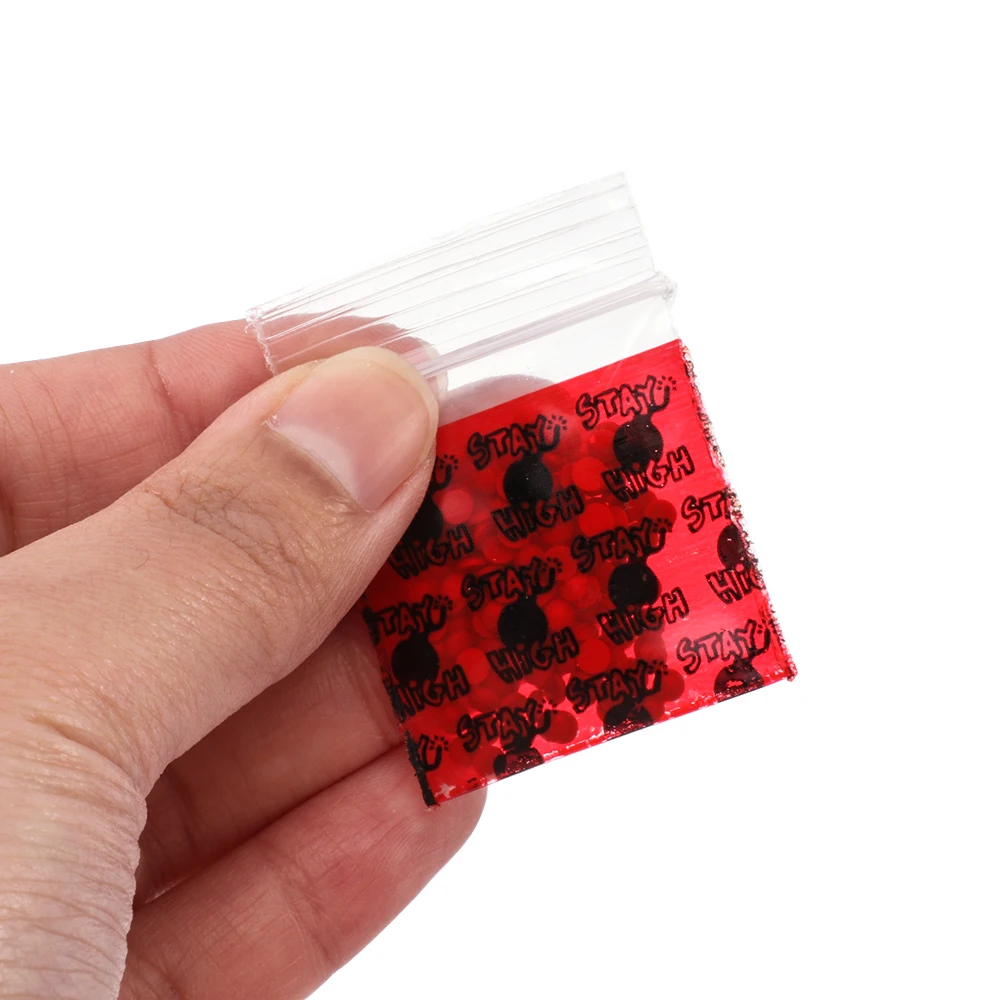 100Pcs пластиковый мешок запечатывания Портативный красного цвета с рисунком