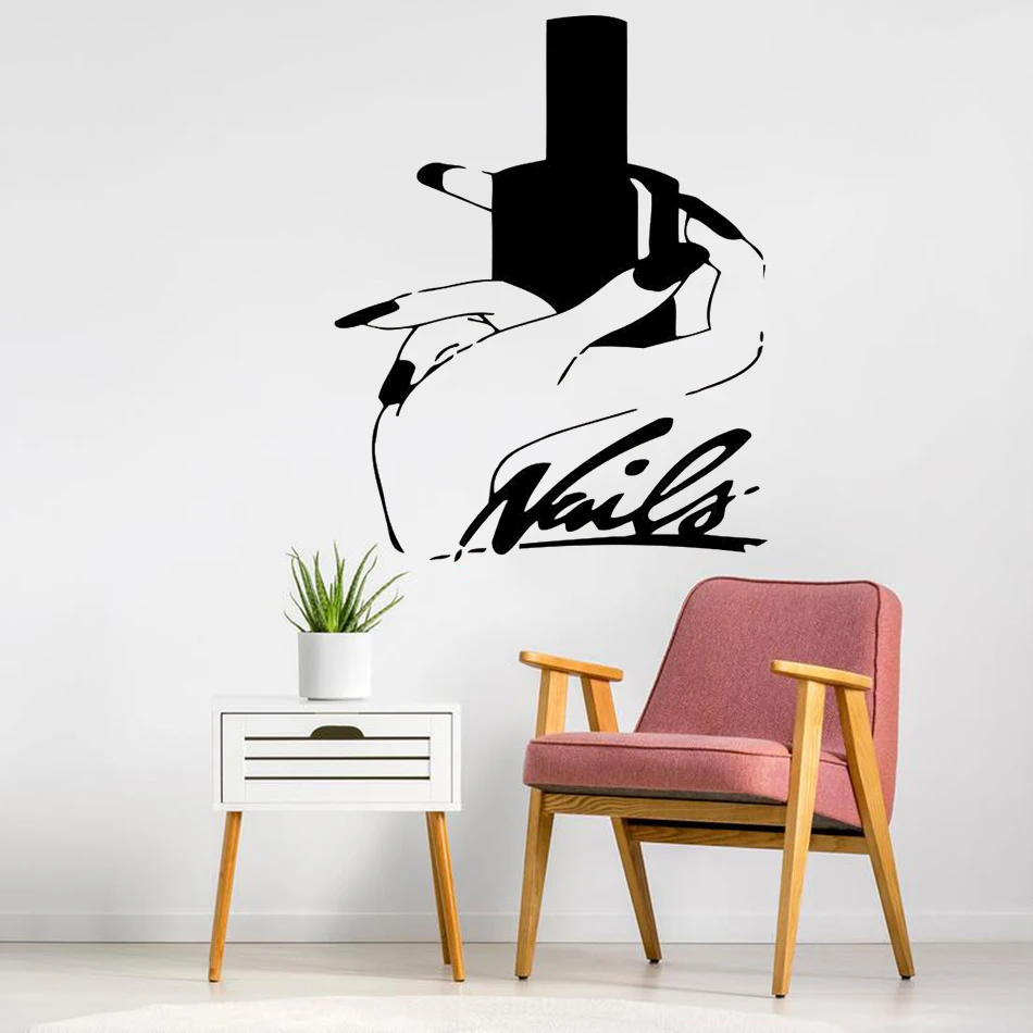 Nails Art Виниловые наклейки на стену для салона красоты и маникюра Съемный Настенный декор для гостиной и спальни P ZX285