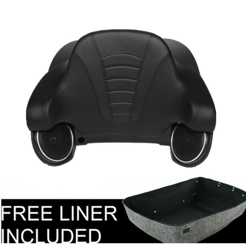 

Motorcycle Motor King Tour Pack Trunk Backrest Pad & 6.5" Speaker For Harley Touring Road Electra Street Glide Road King 14-19