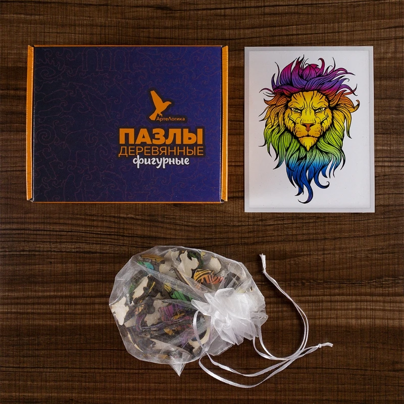 

50LE Irregular Jigsaw Puzzle w/ Animal Shaped Pieces 3D Cutting Hard Wood for Room Ornament Interactive Parents-Children Toy