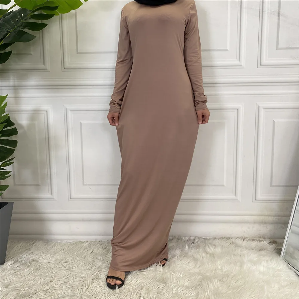 Мусульманское платье Abaya для женщин, однотонная женская одежда с длинным рукавом, Ближний Восток