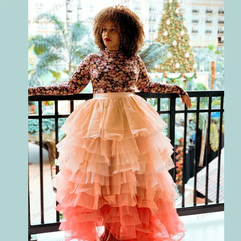 

New Gradient Color Tutu Skirt Custom Made Zipper Back Fluffy Women Tulle Skirts For Party Dance Princess Girl Tulle clothes