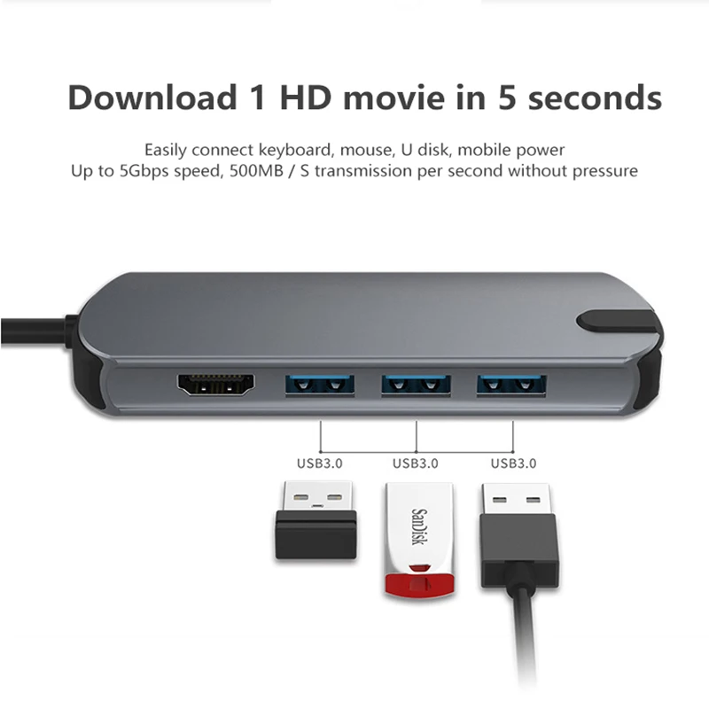 Кабель USB C концентратор типа для мульти 3 0 HDMI адаптер MacBook Samsung Galaxy S20 конвертер
