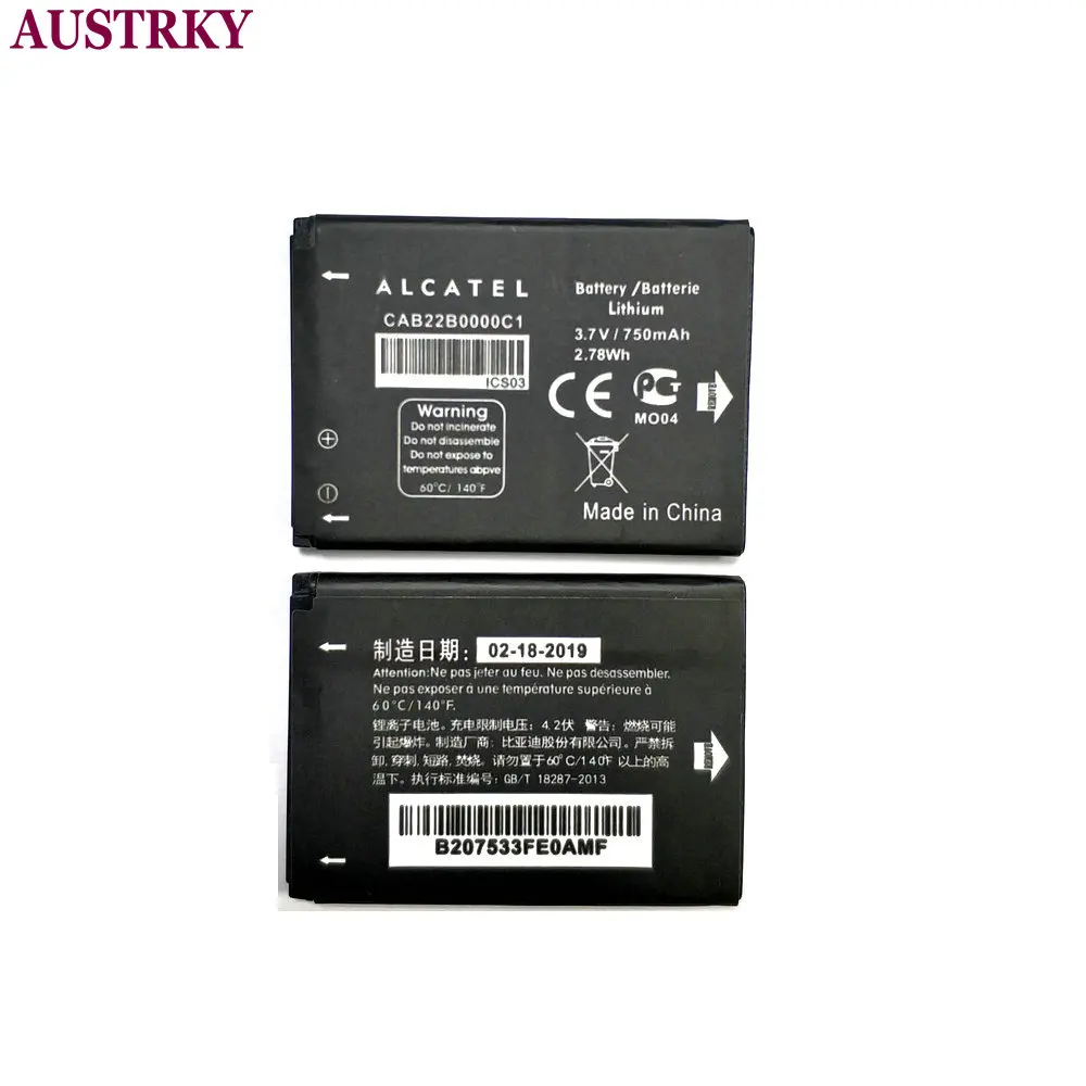 Новый TLi004AB CAB0400000C1 CAB22D0003C1 CAB30M0000C2 750 мА/ч Батарея для Alcatel Работает с любым