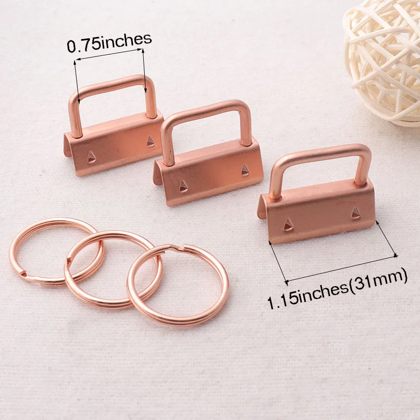 

10 sets Rose Gold Key Fob Hardware with Rings,30mm for webbing Wristlets Fabric Key Chains-1 1/4"