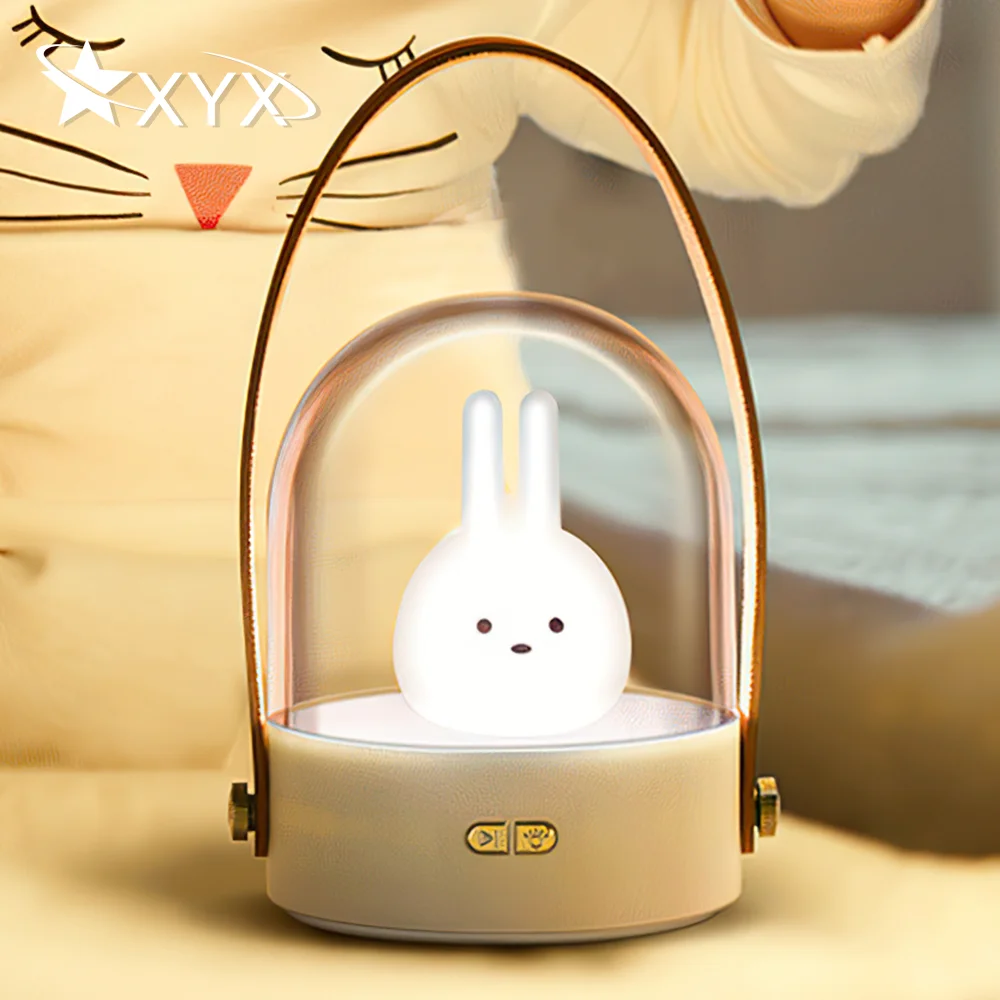 Светодиодный ночник с милым Кроликом музыкальный прикровасветильник светильник