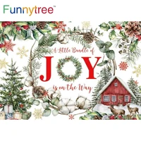 funnytree baby shower winter christmas party background barn wreath snowflake leaves birthday trees cotton photophone backdrop
